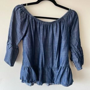 Soft denim offshoulder top